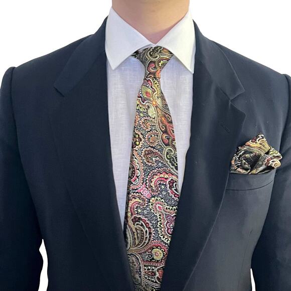 Men's Paisley Pattern Necktie by Cathayana | Red/Black - Picture 1 of 2